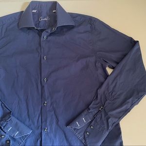 CAVALLINI Men's 100% Cotton Blue Long Sleeve Shirt Size 15 1/2